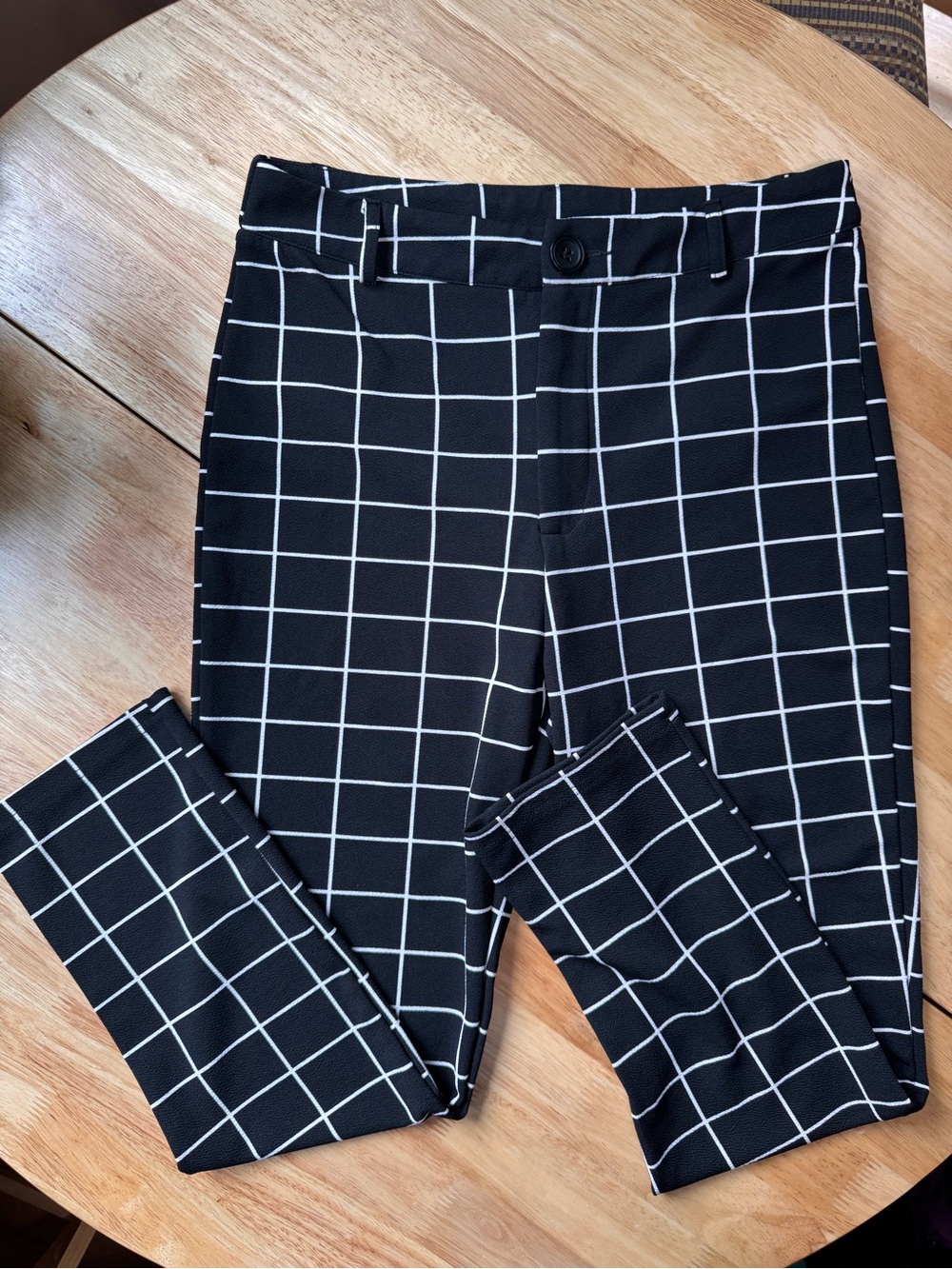 SHEIN Black & White Grid Windowpane Trousers
